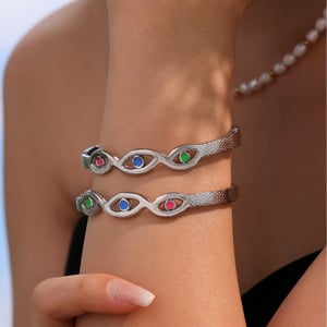1 Piece Delicate Devil's Eye Stainless Steel Gold Color Women's Bracelets Sets h5 Picture5