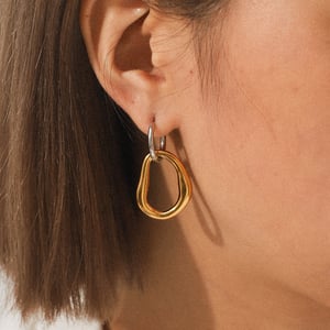 1 Paar einfache, tägliche, unregelmäßige Form, Edelstahl, goldfarben, Damen-Creolen h5 Bild5