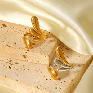 1 Piece Simple Series Daily Irregular Shape Stainless Steel Gold Color Statement Rings h5 Picture5