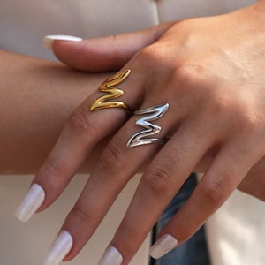 1 Piece Simple Series Daily Lines Stainless Steel   Gold Color  Minimalist Rings h5 Picture8