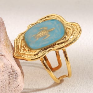 1 Piece Romantic Series Vacation Turtle Stainless Steel Statement Rings h5 Picture4