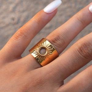 1 Piece Simple Series Simple Sun Stainless Steel   Gold Color  Minimalist Rings h5 Picture5