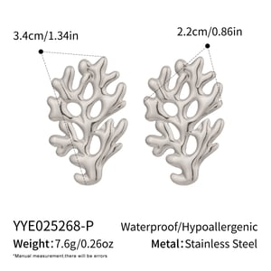 1 Pair Simple Series Daily Coral Stainless Steel  Gold Color  Women's Stud Earrings h5