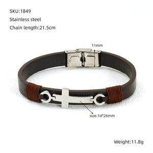 1 Piece Classic Series Retro Cross Stainless Steel Men's Bracelet h5