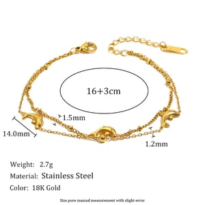 1 Piece Natural Dolphin Stainless Steel Gold Color Women's Charm Bracelets h5 Picture8
