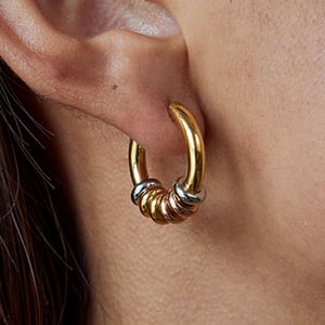 1 Pair Modern Annular Stainless Steel Gold Color Women's Hoop Earrings h5 Picture3