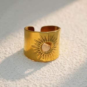 1 Piece Simple Series Simple Sun Stainless Steel   Gold Color  Minimalist Rings h5 Picture6