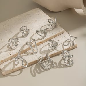 1 Stück einfache Serie lässig unregelmäßige Form Edelstahl Statement Ringe h5 Bild3