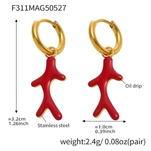1 Paar Luxuriöse Serie Koralle Edelstahl Gold Farbe Damen Tropfen Ohrringe h5