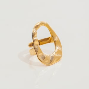 1 Piece Irregular Oval Stainless Steel Gold Color Statement Rings h5 Picture5