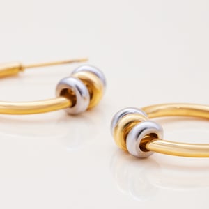 1 Pair Minimalist Circle Stainless Steel Gold Color Women's Hoop Earrings h5 Picture4