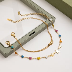 1 Piece Shinning Star Stainless Steel Gold Color Women's Chain Bracelets h5 Picture6
