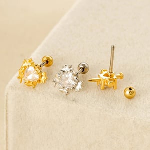 1 Stück Herz Kupfer Gold Farbe Zirkon Piercing Ohrring h5 Bild3