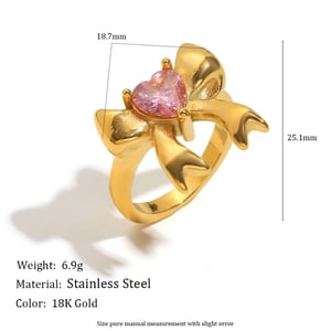 1 Piece Simple Series Cute Bow Knot Stainless Steel Zircon Women's Gemstone Rings h5 Picture2