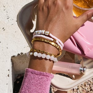 1 Piece Sweet Letter Beads Plastic Gold Color Women's Beaded Bracelets h5 Picture4