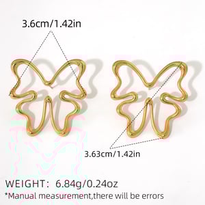 1 Pair Natural Butterfly Stainless Steel   Gold Color  Women's Stud Earrings h5 Picture2