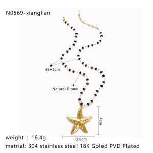 Natural Stone Starfish Necklace Set h5 Picture2