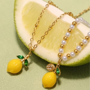 1 Piece Natural Lemon Stainless Steel Gold Color Women's Pendant Necklaces h5 Picture4