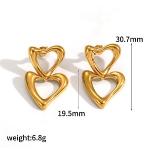 1 Pair Ins Style Heart Stainless Steel Drop Earrings h5