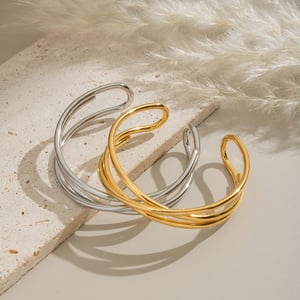 1 Piece Stainless Steel Gold Color Cuff Bracelet h5 Picture2