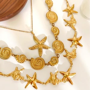 1 Piece Starfish Stainless Steel Gold Color Pendant Necklace h5 Picture5