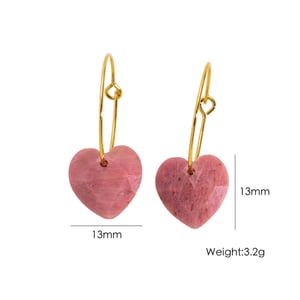 1 Pair Simple Series Elegant Heart Natural Stones Women's Hoop Earrings h5 