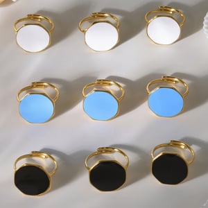 1 Piece Hexagon Enamel Dripping Stainless Steel Gold Color Statement Rings h5 Picture3