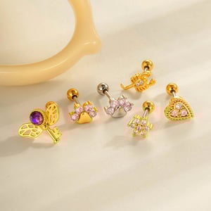 1 Piece Shinning Claw Copper Gold Color Zircon Women's Piercing Earrings h5 Picture4