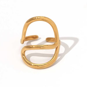 1 Piece Casual Irregular Shape Stainless Steel  Gold Color Statement Rings h5 