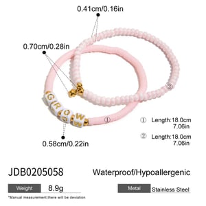 1 Piece Sweet Letter Beads Plastic Gold Color Women's Beaded Bracelets h5 Picture2