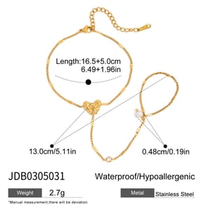 1 Piece Romantic Bow Knot Stainless Steel Gold Color Women's Chain Bracelets h5 Picture2