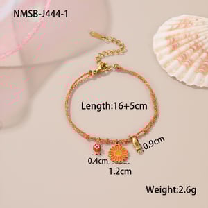 1 Piece Romantic Sweet Flower Stainless Steel Charm Bracelet h5