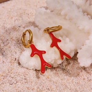 1 Paar Luxuriöse Serie Koralle Edelstahl Gold Farbe Damen Tropfen Ohrringe h5 Bild7