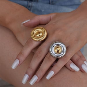 1 Piece Simple Series Casual Circle Stainless Steel  Gold Color Minimalist Rings h5 Picture3