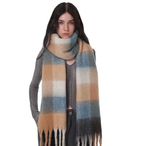 1 Parça Retro Ekose Polyester Kadın Kışlık Atkı h5 Resim4