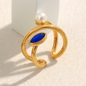 1 Piece Stainless Steel Natural Stone Ring h5 Picture3