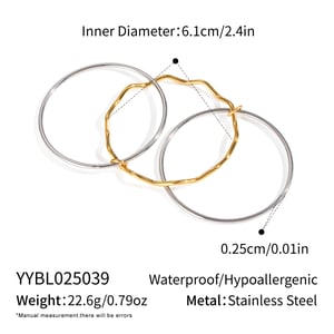 1 Piece Simple Series Daily Mixed Gold Color And Silver Colors  Women's Bangles h5