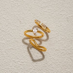 1 Piece Simple Series Irregular Stainless Steel Gold Color Minimalist Rings h5 Picture8