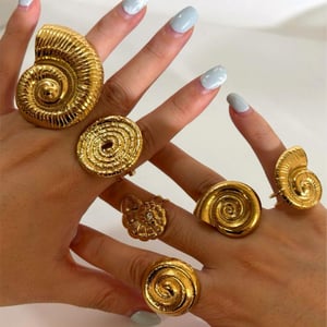1 Stück Statement-Ring aus Edelstahl in Muschelform in Goldfarbe h5 Bild3