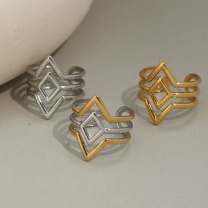 1 Piece Simple Series Simple Woven Stainless Steel   Gold Color  Minimalist Rings h5 Picture4