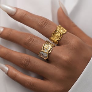 1 Piece Simple Elegant Flower Stainless Steel  Gold Color  Minimalist Rings h5 Picture9