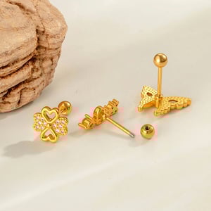 1 Piece Butterfly Copper Gold Color Zircon Piercing Earring h5 Picture3