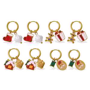 1 Pair Christmas Stainless Steel Gold Color Drop Earrings h5 Picture4