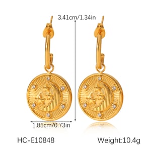 1 Pair Daily Cross Stainless Steel   Gold Color  Zircon Women's Drop Earrings h5 Picture2