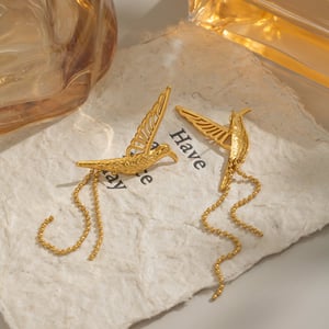 1 Pair Birds Stainless Steel Gold Color Stud Earrings h5 Picture5
