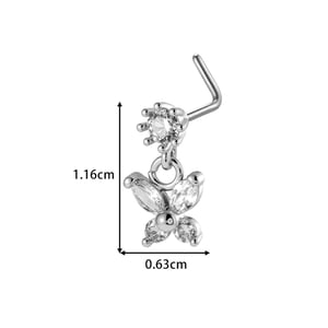 1 Stück Schmetterling Kupfer Gold Farbe Zirkon Nasenstecker h5 Bild2