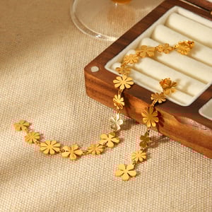 1 Pair Simple Flower Tassel Stainless Steel  Gold Color  Women's Drop Earrings h5 Picture4