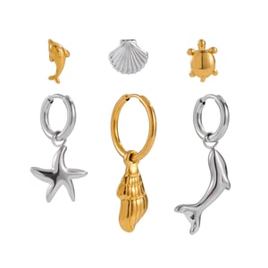 1 Set Marine Organism Stainless Steel Gold Color Women's Earring Sets h5