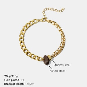 Stainless Steel Gold Color Natural Stone Charm Bracelet h5 
