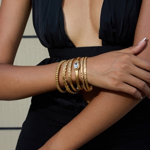 1 Piece Circle Hammered Texture Stainless Steel Gold Color Women's Cuff Bracelets h5 Picture3